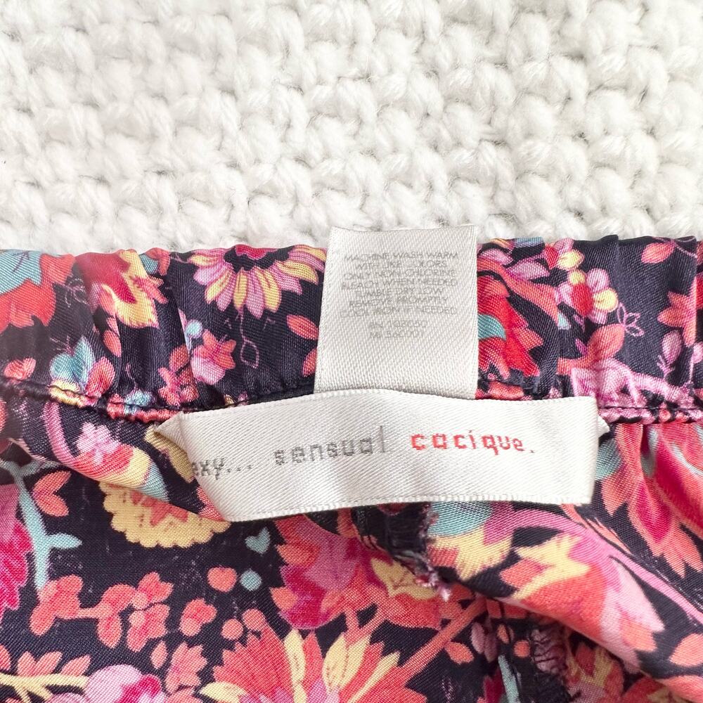 Cacique Plus High Rise Wide Leg Hot Pink Floral Satin Print Pajama Pants 26/28 - Picture 5 of 9